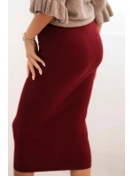 Dámska viskózna ceruzková sukňa s elastickým pásom bordová