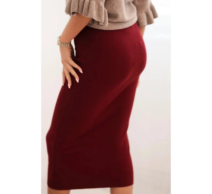 Dámska viskózna ceruzková sukňa s elastickým pásom bordová