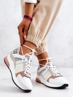 Sportowe Buty Sneakersy Na Koturnie Białe Lorey