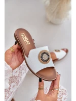 Kožené Pantofle S Dekorací Na Plochém Podpatku Bílé Lewski model 21682268 - Boto Kožené Pantofle S Dekorací Na Plochém Podpatku Bílé Lewski model 21682268 - Boto