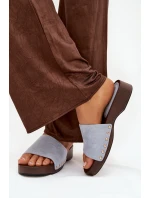 Dámské pantofle se zlatými sponami modré model 21918761 - Boto