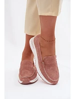 Růžové dámské semišové mokasiny Pevina