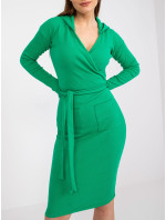 Zelené rebrované šaty s opaskom Sabina