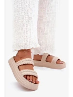 Dámske ľahké papuče na platforme S.Barski - béžové