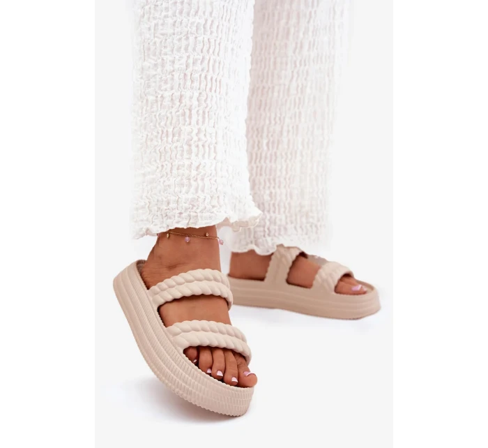 Dámske ľahké papuče na platforme S.Barski - béžové
