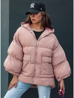 Dámská prošívaná bunda oversize s kapucí růžová Dstreet model 21979619 - FashionStreet