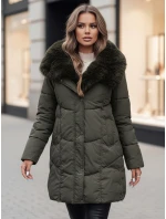 Dámská zimní bunda dlouhá prošívaná s kapucí zelená Dstreet model 21995494 - FashionStreet