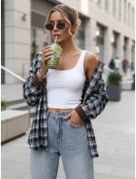 Dámska kockovaná košeľa na gombíky tmavomodrá FashionStreet DY0483