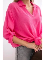 Bavlnená mušelínová košeľa Fuksja