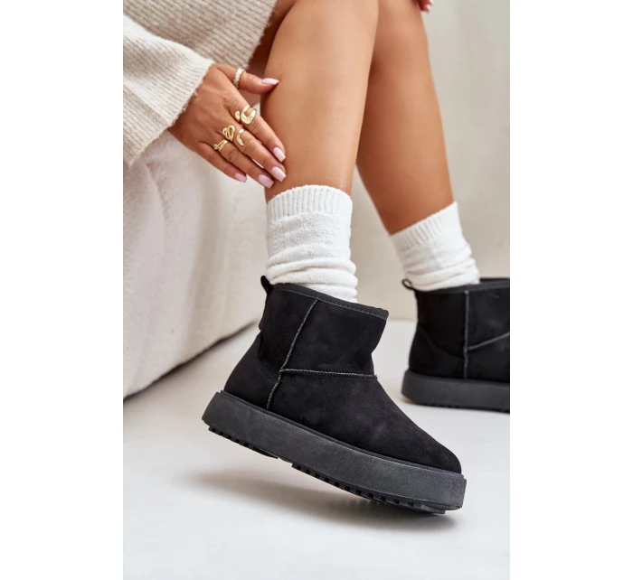 Dámské Sněhule Na Platformě Z Eko Semiše Černé model 21673043 - EVENTO