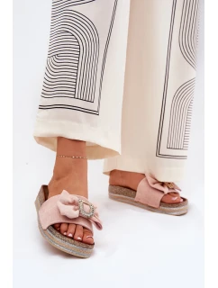 Dámské Pantofle Na Platformě S Mašlí A Růžové model 21689894 - Boto