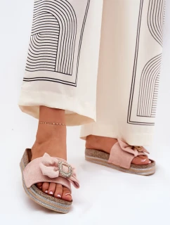 Dámské Pantofle Na Platformě S Mašlí A  Růžové model 21689894 - Boto