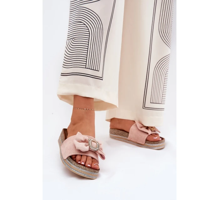 Dámské Pantofle Na Platformě S Mašlí A Růžové model 21689894 - Boto Dámské Pantofle Na Platformě S Mašlí A Růžové model 21689894 - Boto