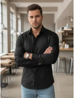 Pánská elegantní hladká černá košile FIT Dstreet model 21972060 - FashionStreet