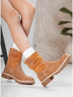 Dámské semišové velbloudí kozačky Dstreet model 21994426 - FashionStreet