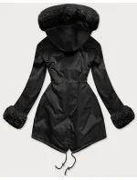 Dámska zimná bunda s medvedíkom čierna (br529-101)