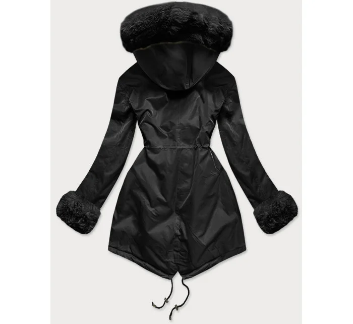 Dámska zimná bunda s medvedíkom čierna (br529-101)