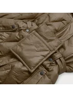 Péřová bunda v olivové barvě se stojáčkem a kapucí model 21244376 - Ann Gissy