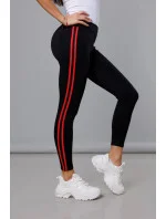 Čierno-červené športové legíny s lampasmi (YW01052-D1-5)