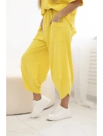 Bavlněný komplet halenka + kalhoty žlutý Bavlněný komplet halenka + kalhoty žlutý