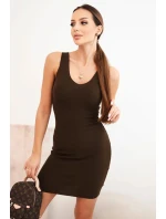 Dámský komplet viskózový tričko s šaty hnědý