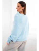 Dámsky asymetrický viskózový sveter batwing modrý Dámsky asymetrický viskózový sveter batwing modrý