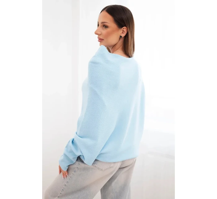 Dámsky asymetrický viskózový sveter batwing modrý Dámsky asymetrický viskózový sveter batwing modrý