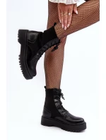 Workery Botki Damskie Ze Skarpetą Sznurowane Czarne Dedinva Workery Botki Damskie Ze Skarpetą Sznurowane Czarne Dedinva