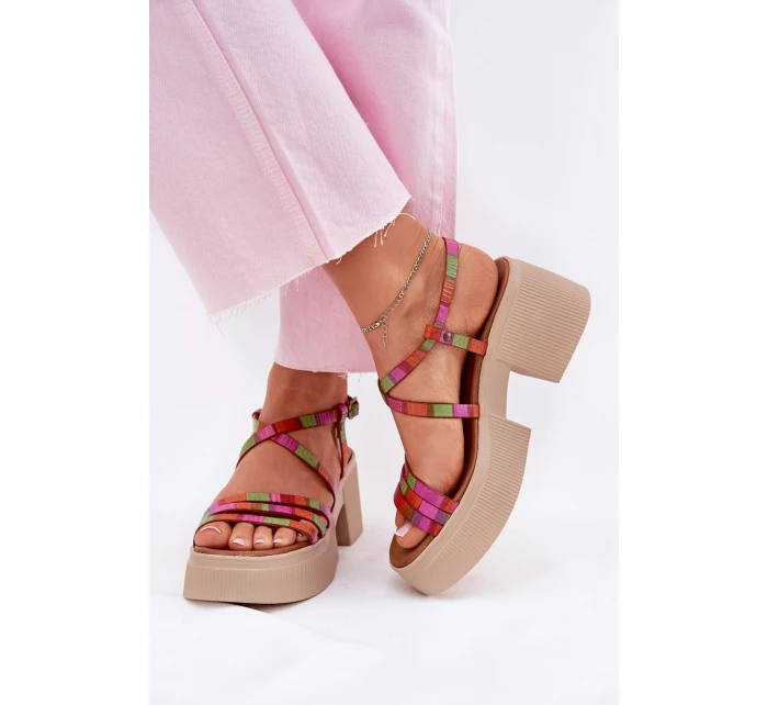 Skórzane Sandały Damskie Maciejka 06990-39 Multikolor