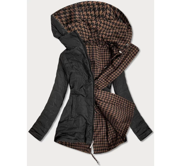 Hnedo-čierna obojstranná dámska bunda (W506) - Goodlooking