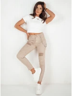 Dámské džínové kalhoty tmavě béžové Dstreet model 21972776 - FashionStreet