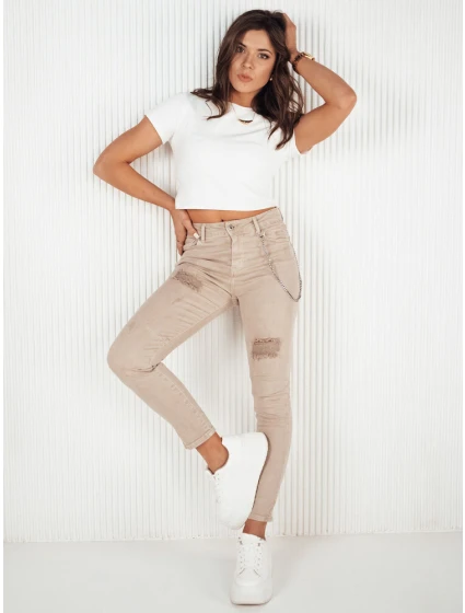 Dámské džínové kalhoty tmavě béžové Dstreet model 21972776 - FashionStreet