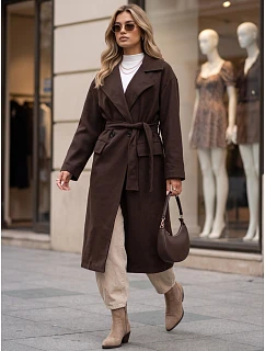 Płaszcz damski z paskiem brązowy model 22349673 - FashionStreet