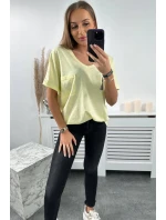 Bavlnená blúzka s vreckami žltá