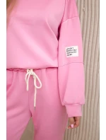 Súprava tepláky + nohavice maslová látka svetloružová