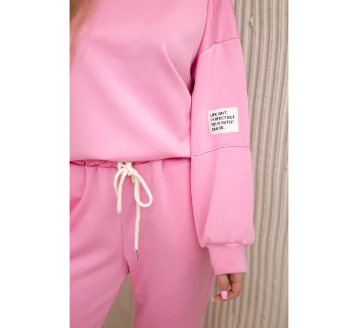 Súprava tepláky + nohavice maslová látka svetloružová