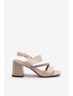 Dámské elegantní sandály na podpatku béžové D&A model 21656019 - S.Barski Dámské elegantní sandály na podpatku béžové D&A model 21656019 - S.Barski