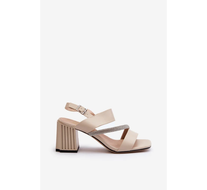 Dámské elegantní sandály na podpatku béžové D&A model 21656019 - S.Barski Dámské elegantní sandály na podpatku béžové D&A model 21656019 - S.Barski