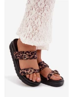 Dámské sandály s pásky a zlatými sponami Leopard model 22032147 - Boto