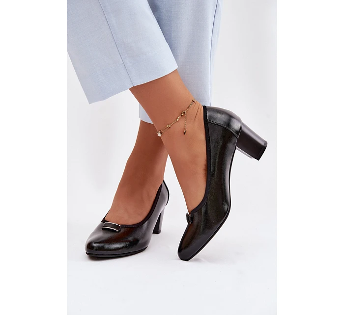 Lodičky na podpatku model 22100861 Černé - VINCEZA