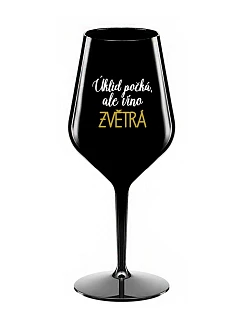 ČISTENIE POČKÁ, ALE VÍNO VYHRAJE - čierny nerozbitný pohár na víno 470 ml