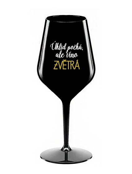 ÚKLID ALE VÍNO  černá nerozbitná sklenice na víno 470 ml model 22168274 - Giftela