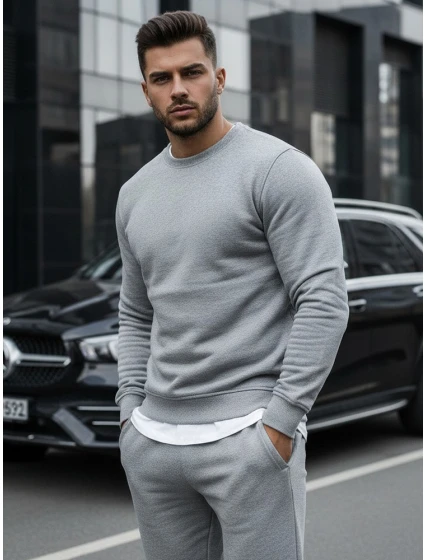 Pánska hladká sivá mikina BX3354