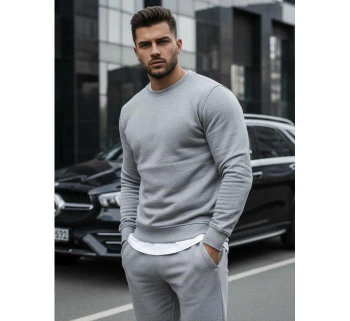 Pánska hladká sivá mikina BX3354