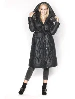 Čierna páperová bunda so stojatým golierom a kapucňou (ag2-j82)