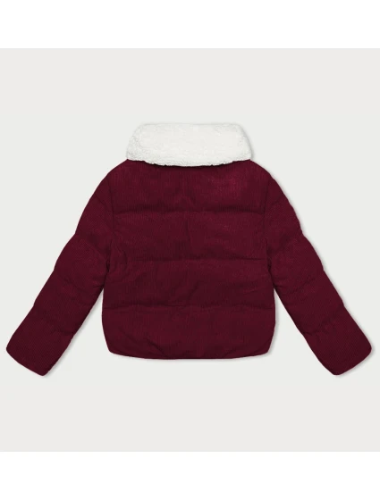 Dámská manšestrová bunda ve vínové bordó barvě s vysokým stojáčkem model 21461529 - J.STYLE