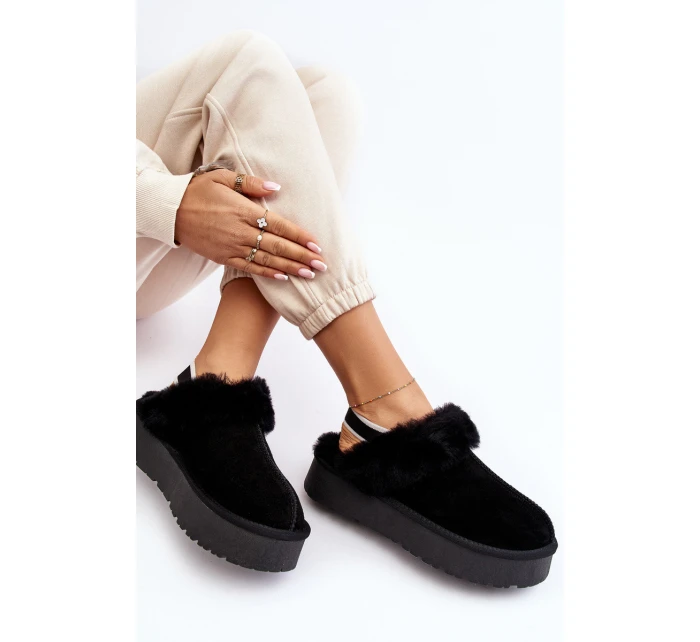 Skórzane Zamszowe Kapcie Damskie Na Platformie Z Futerkiem Czarne Sophienne Skórzane Zamszowe Kapcie Damskie Na Platformie Z Futerkiem Czarne Sophienne