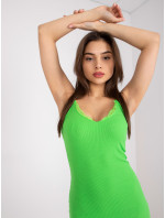 Zelené bavlnené šaty s opaskom