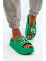 Dámske ľahké penové papuče so zelenými ozdobami Orchia