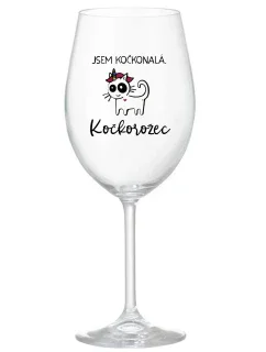 JSEM KOČKONALÁ. KOČKOROŽEC - čirá sklenice na víno 350 ml